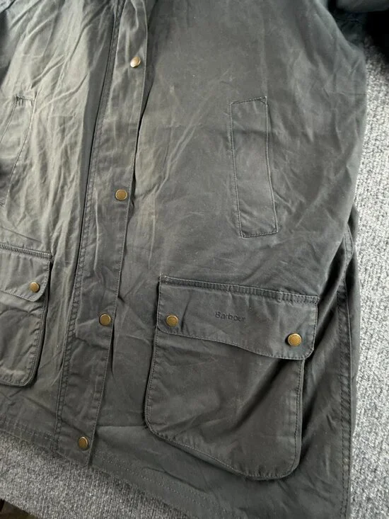 Barbour Love Wax Jacket Women Full Zip Blue Size 12 US Bird Lining Bridgewater - Picture 4 of 16